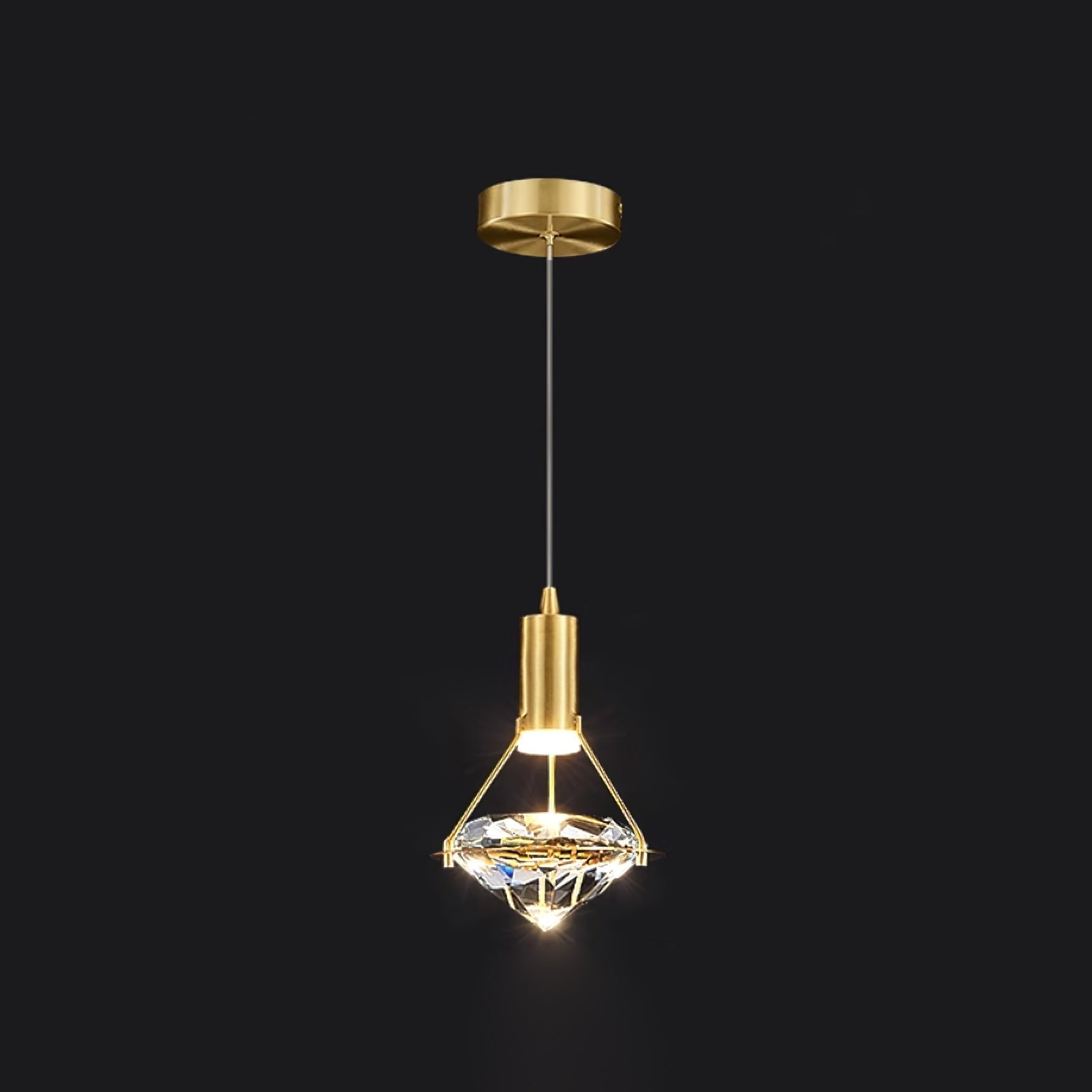 Elysianire Brass & Crystal Elegant Pendant Lamp