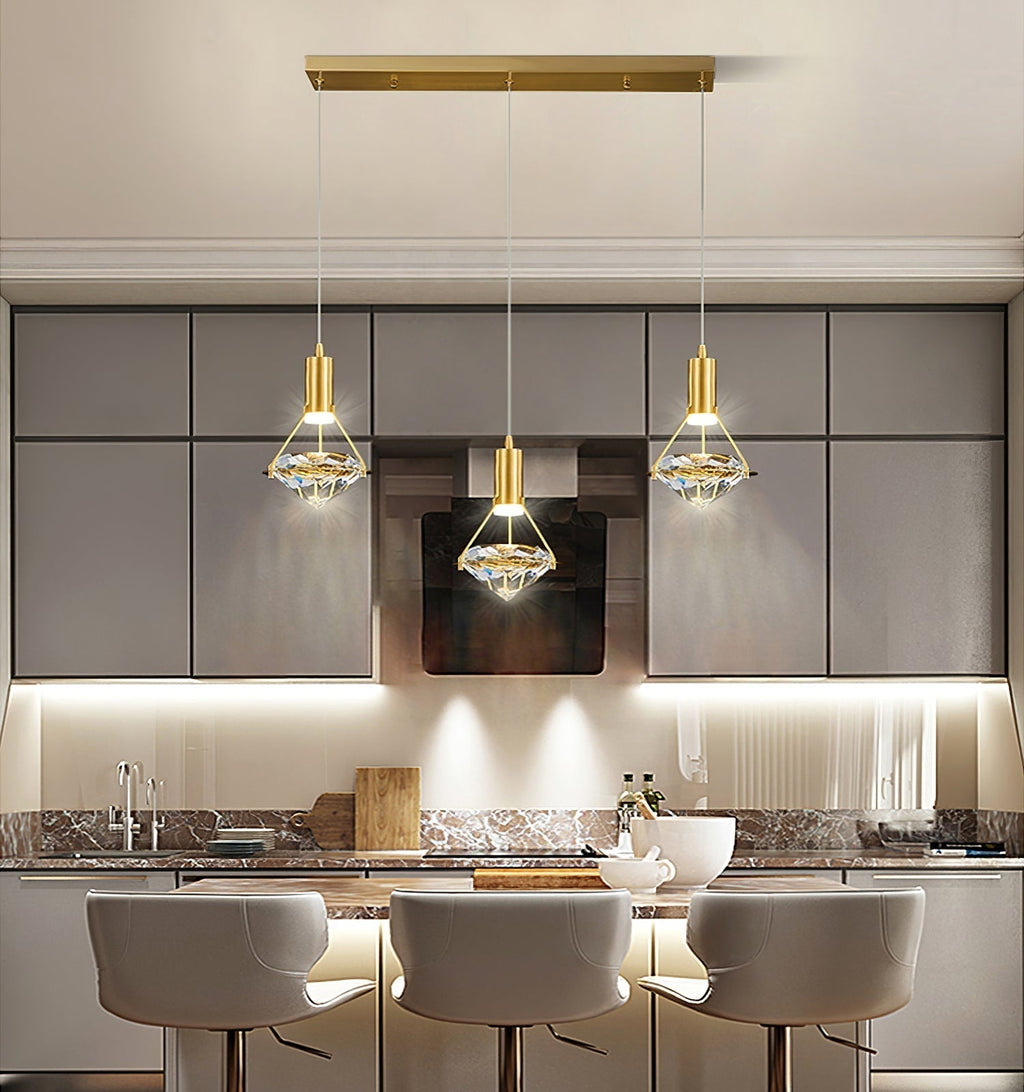 Elysianire Brass & Crystal Elegant Pendant Lamp