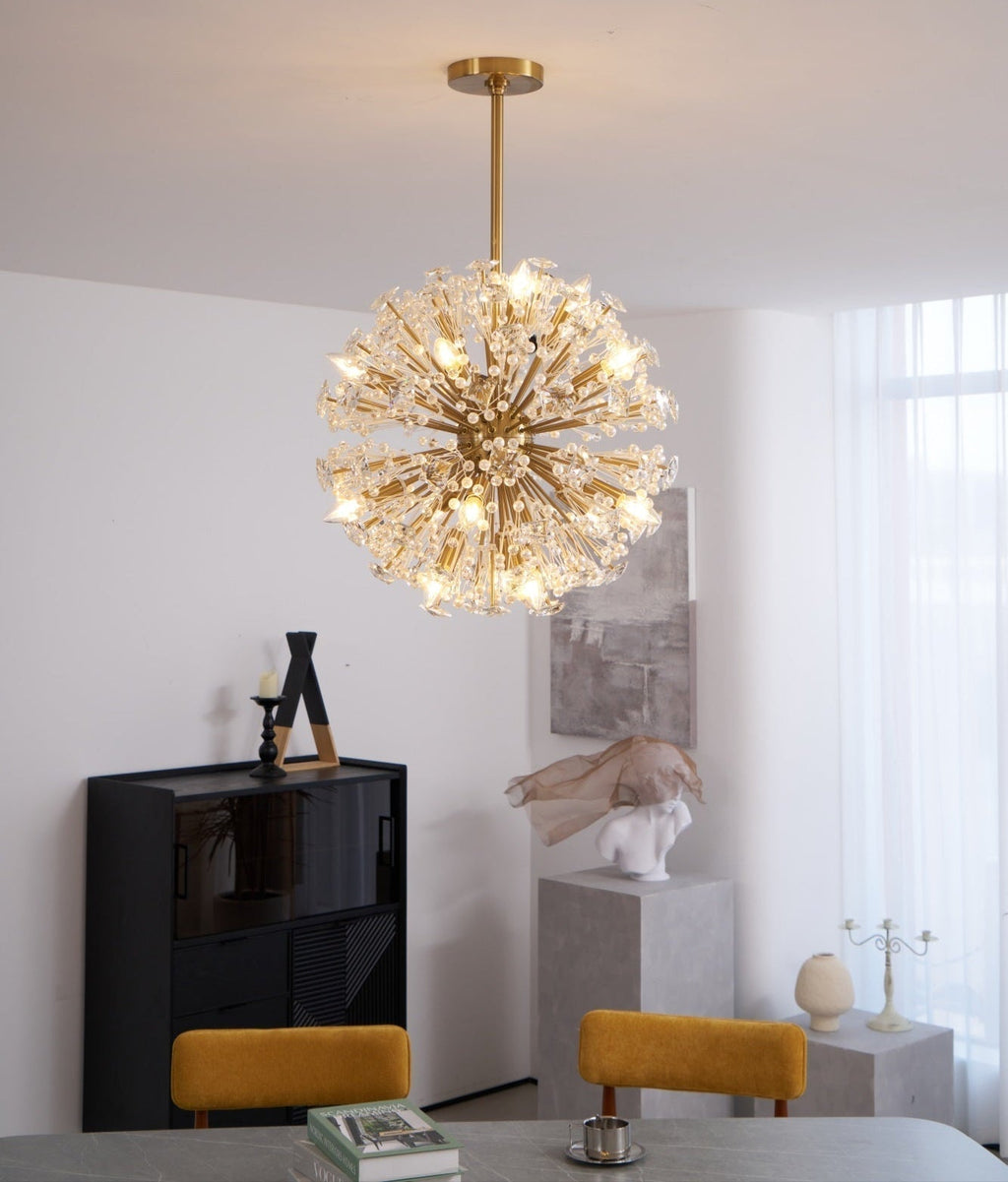 Aurora Chandelier Dickinson Gold Crystal Starburst