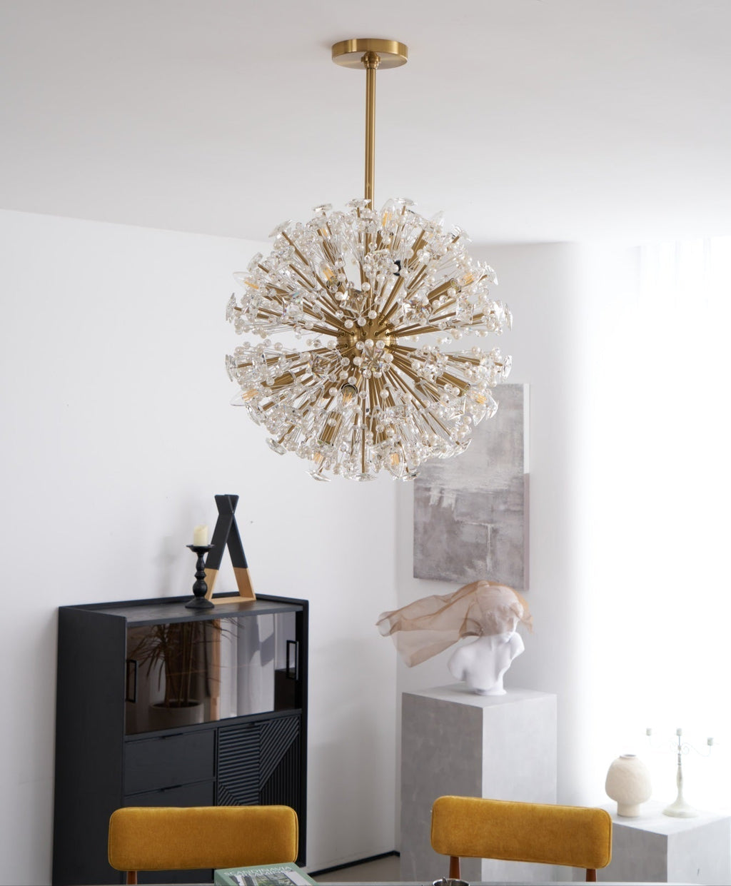 Aurora Chandelier Dickinson Gold Crystal Starburst