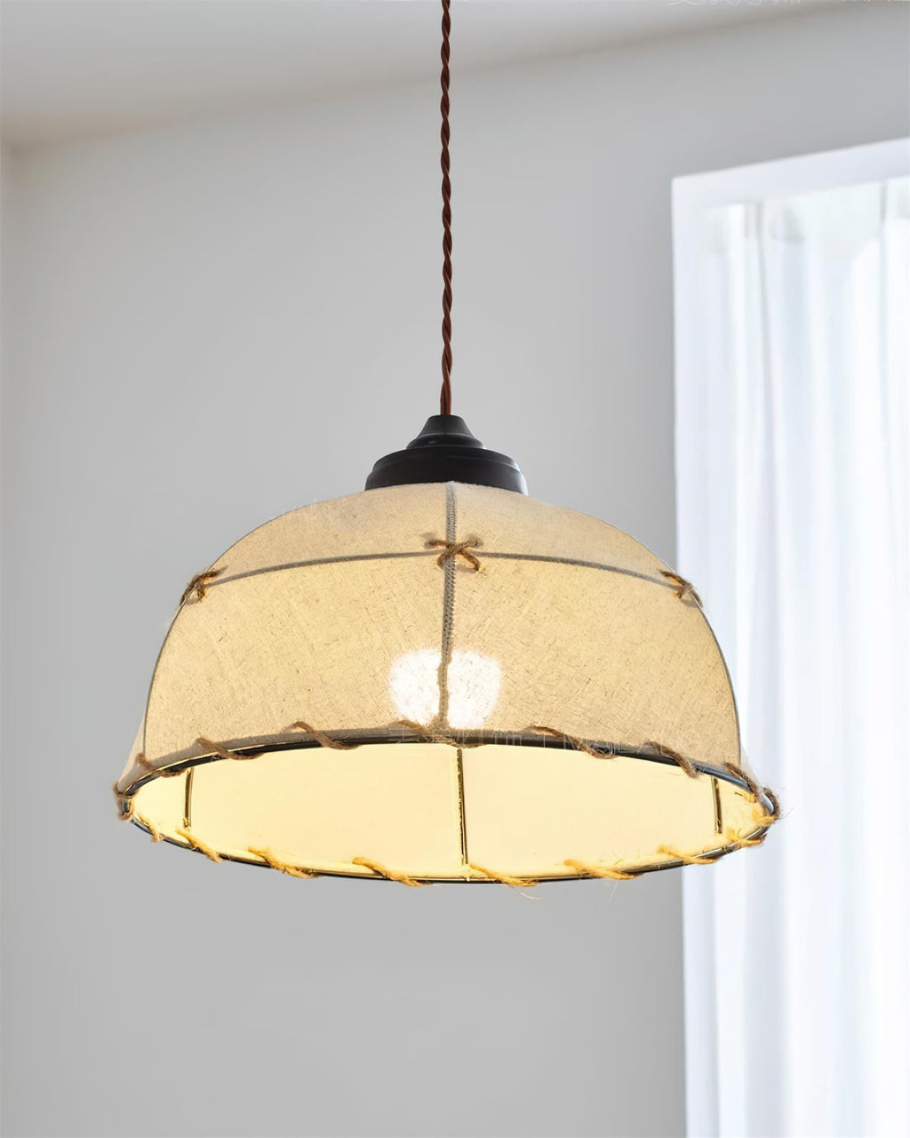 Pendant Light Fabric Dome Shade Vintage Minimalist Soft Glow