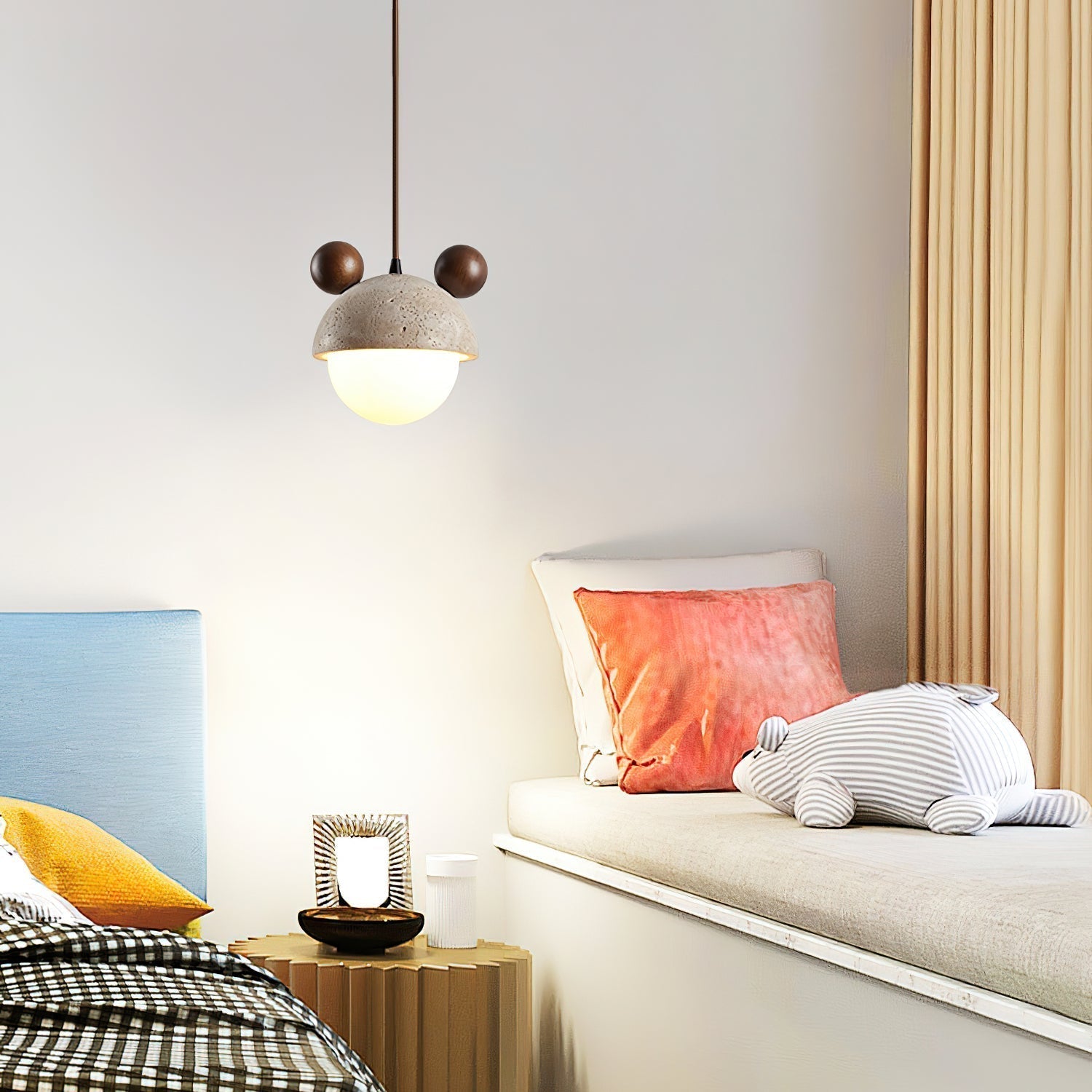 Lyraeus Character-Shaped Travertine Pendant Light