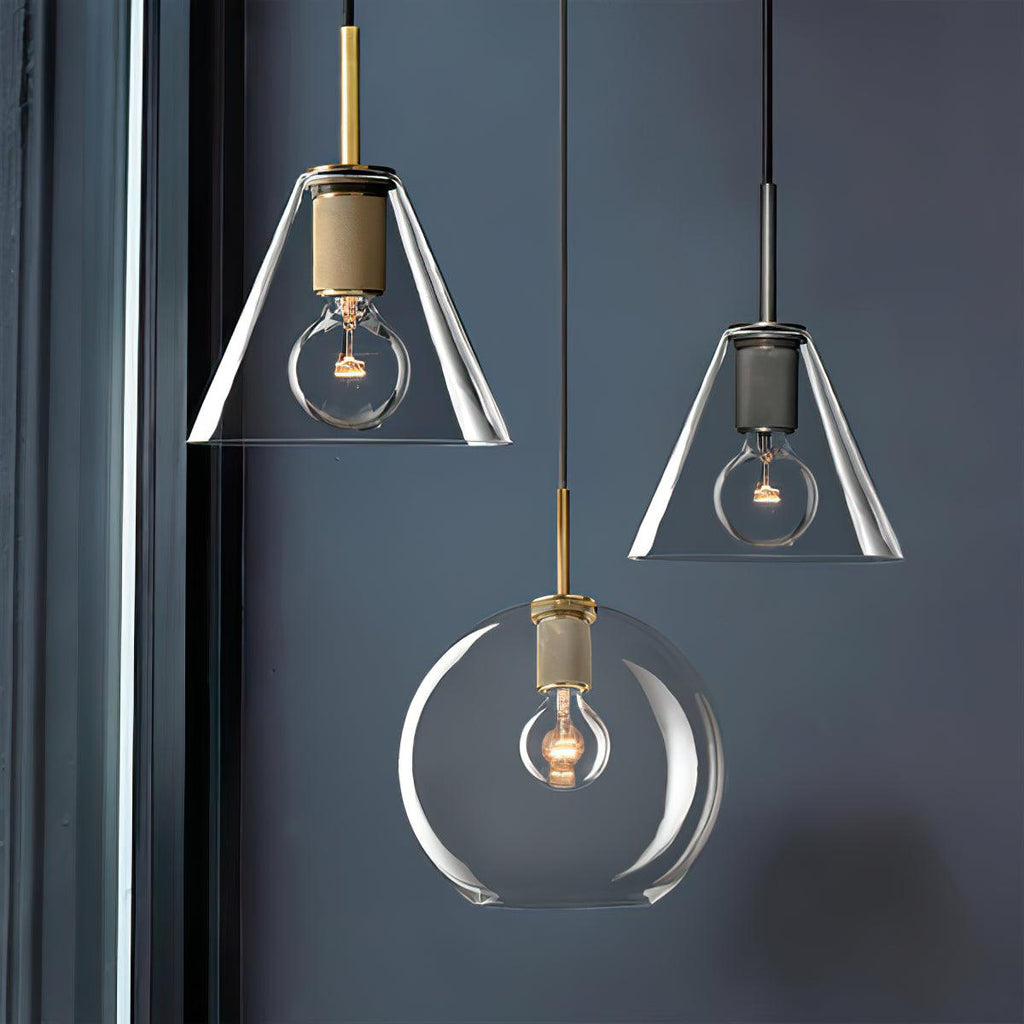 Pendant Lamp Brass Minimalist Metal Fixture for Dining or Kitchen
