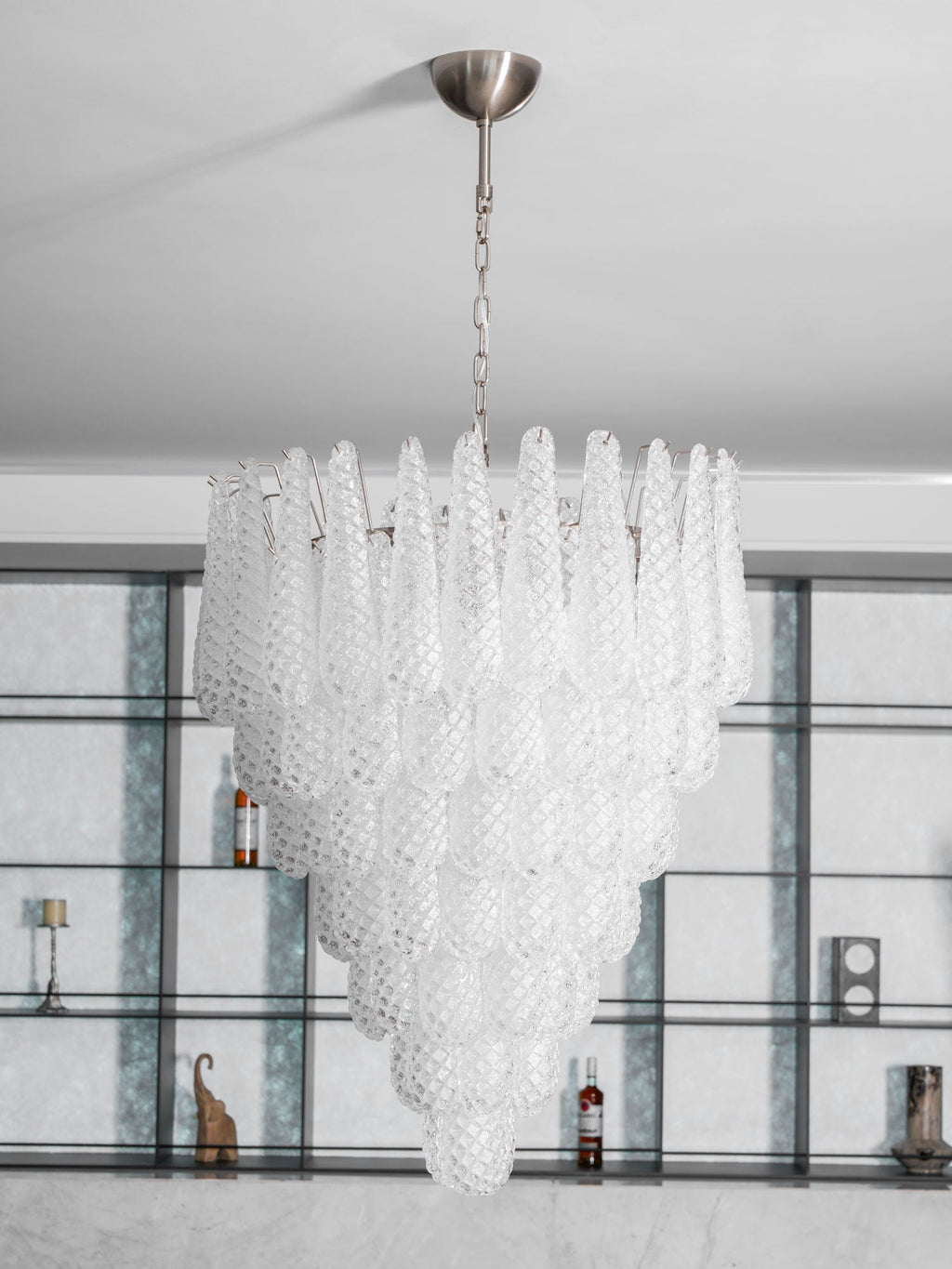 Aurora Chandelier Clear Droplets Murano Glass Waterfall Diamond
