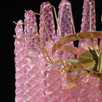 Aurora Chandelier Pink Droplet Murano Glass Diamond Pattern Waterfall
