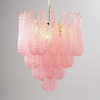 Aurora Chandelier Pink Droplet Murano Glass Diamond Pattern Waterfall