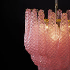 Aurora Chandelier Pink Droplet Murano Glass Diamond Pattern Waterfall