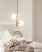 Orbitra Vertical Pendant Lamp Travertine & Glass