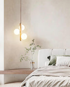 Orbitra Vertical Pendant Lamp Travertine & Glass
