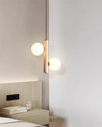 Orbitra Vertical Pendant Lamp Travertine & Glass