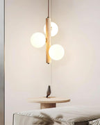 Orbitra Vertical Pendant Lamp Travertine & Glass