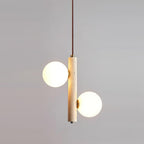 Orbitra Vertical Pendant Lamp Travertine & Glass