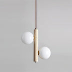 Orbitra Vertical Pendant Lamp Travertine & Glass