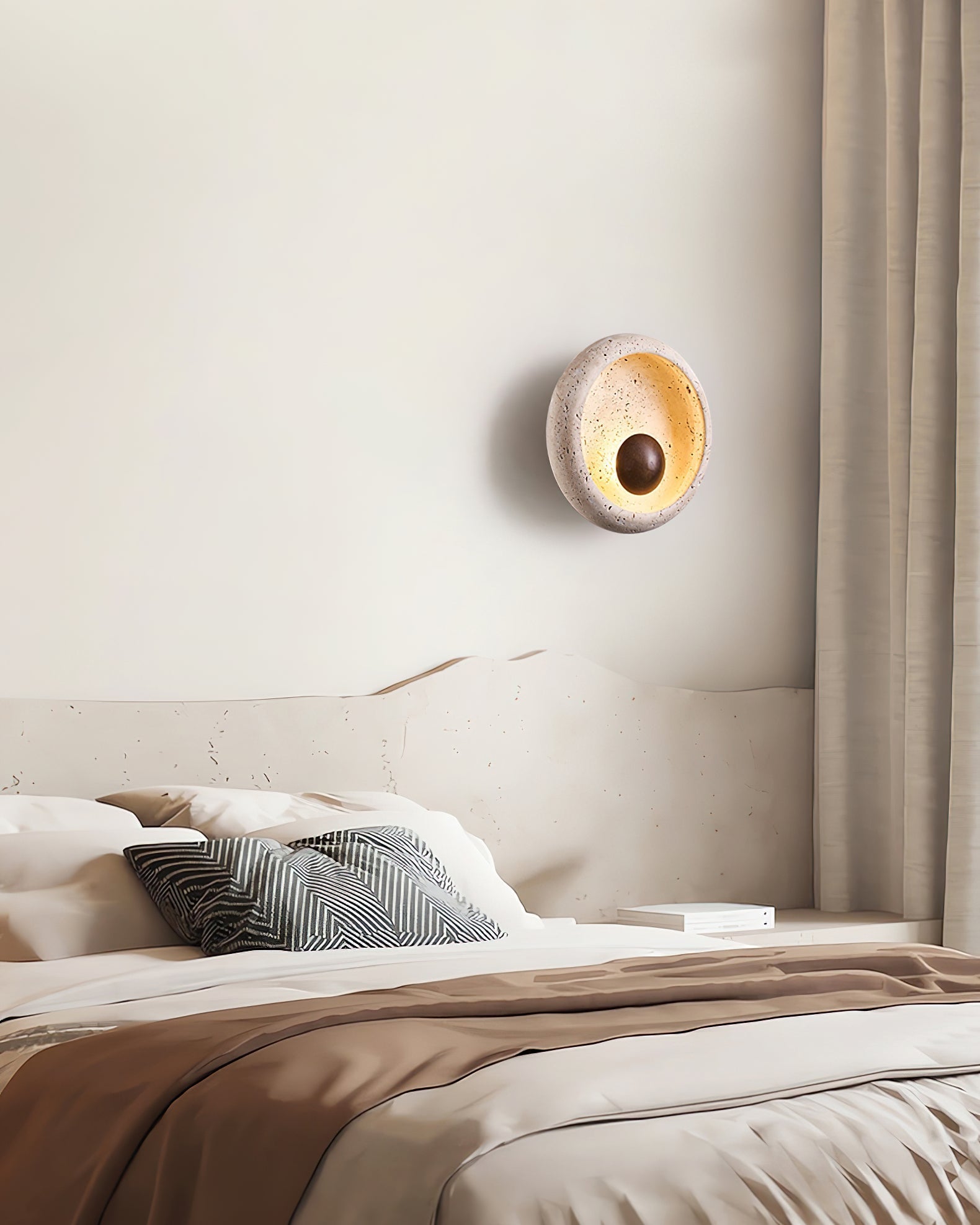 Ritta Concave Travertine Wall Lamp