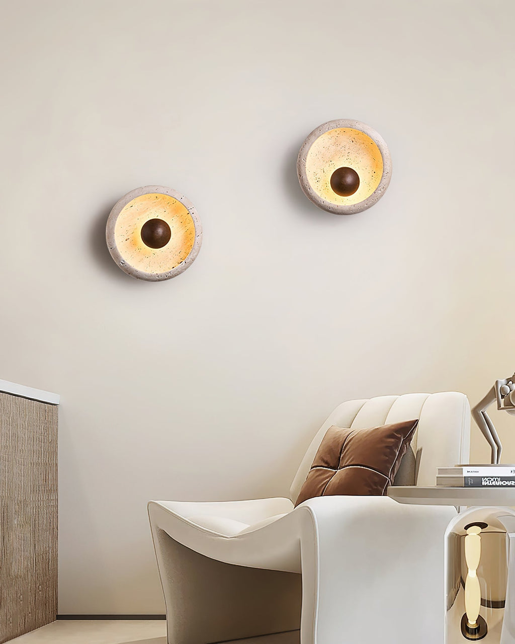 Ritta Concave Travertine Wall Lamp