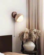 Wall Lamp Travertine and Wood Minimalist Soft Glow Modern Accent
