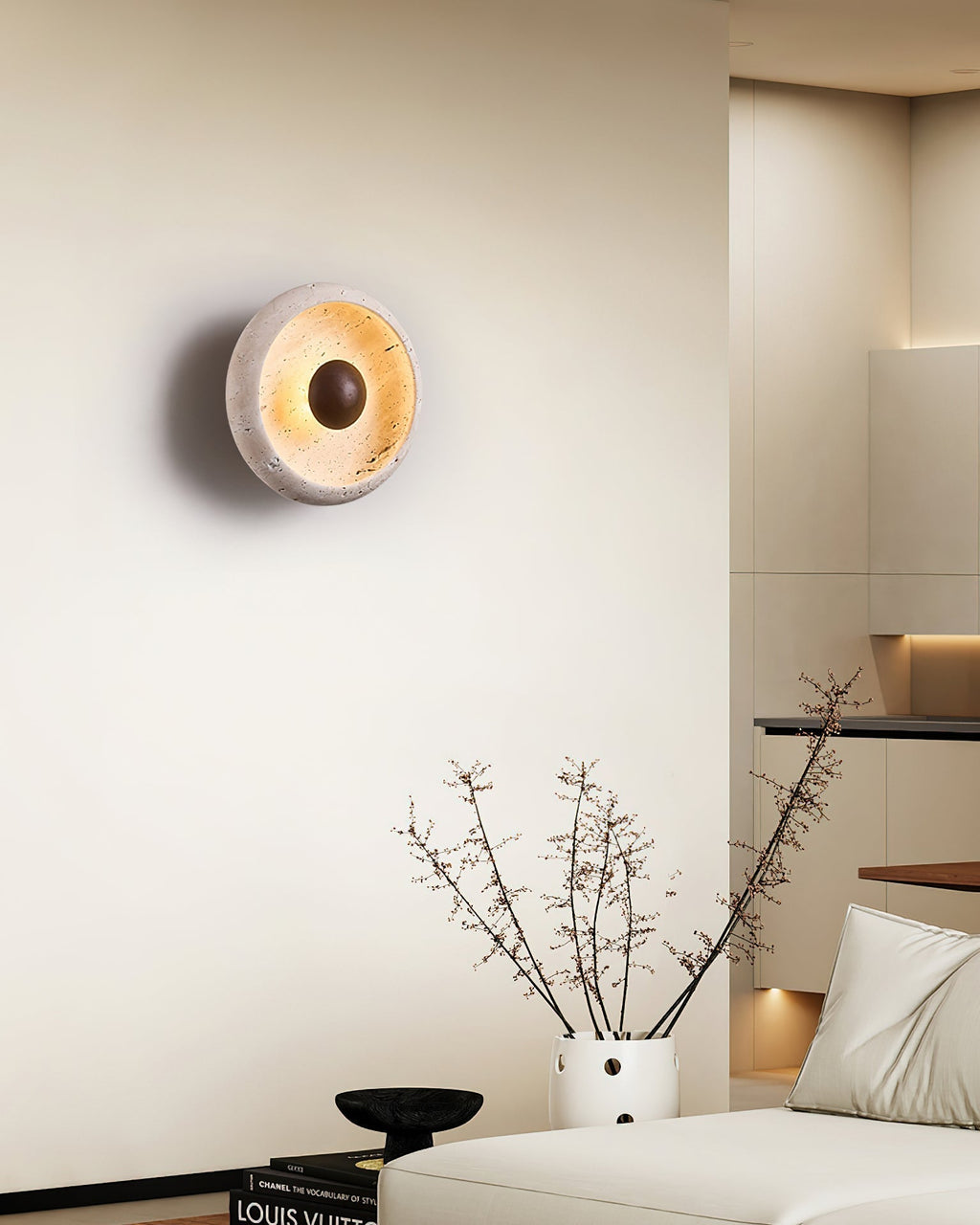 Ritta Concave Travertine Wall Lamp