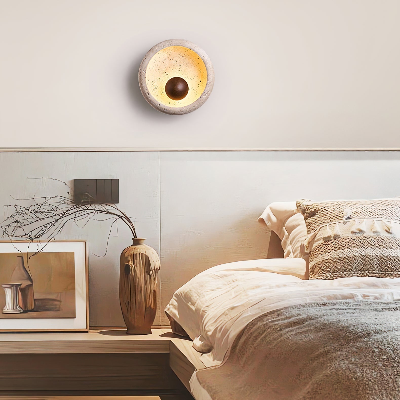 Ritta Concave Travertine Wall Lamp