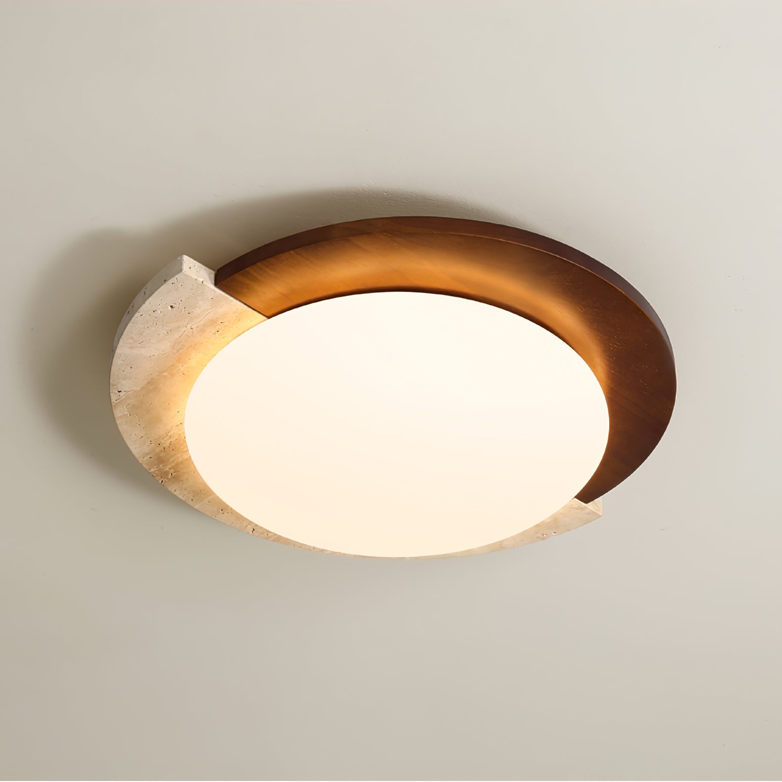 Ivnoran Arc-Edge Travertine Ceiling Light - Kingsley Beaumont