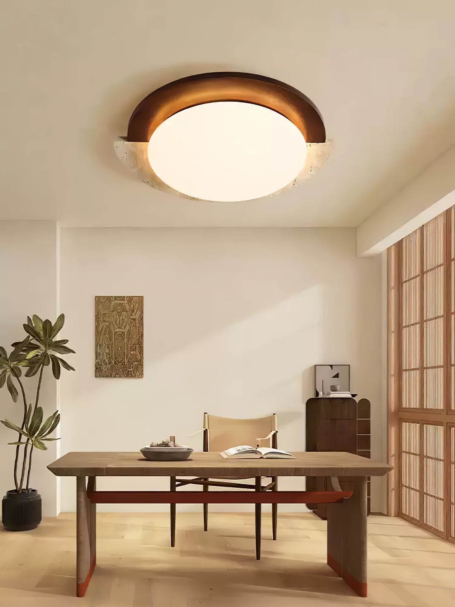 Ivnoran Arc-Edge Travertine Ceiling Light - Kingsley Beaumont