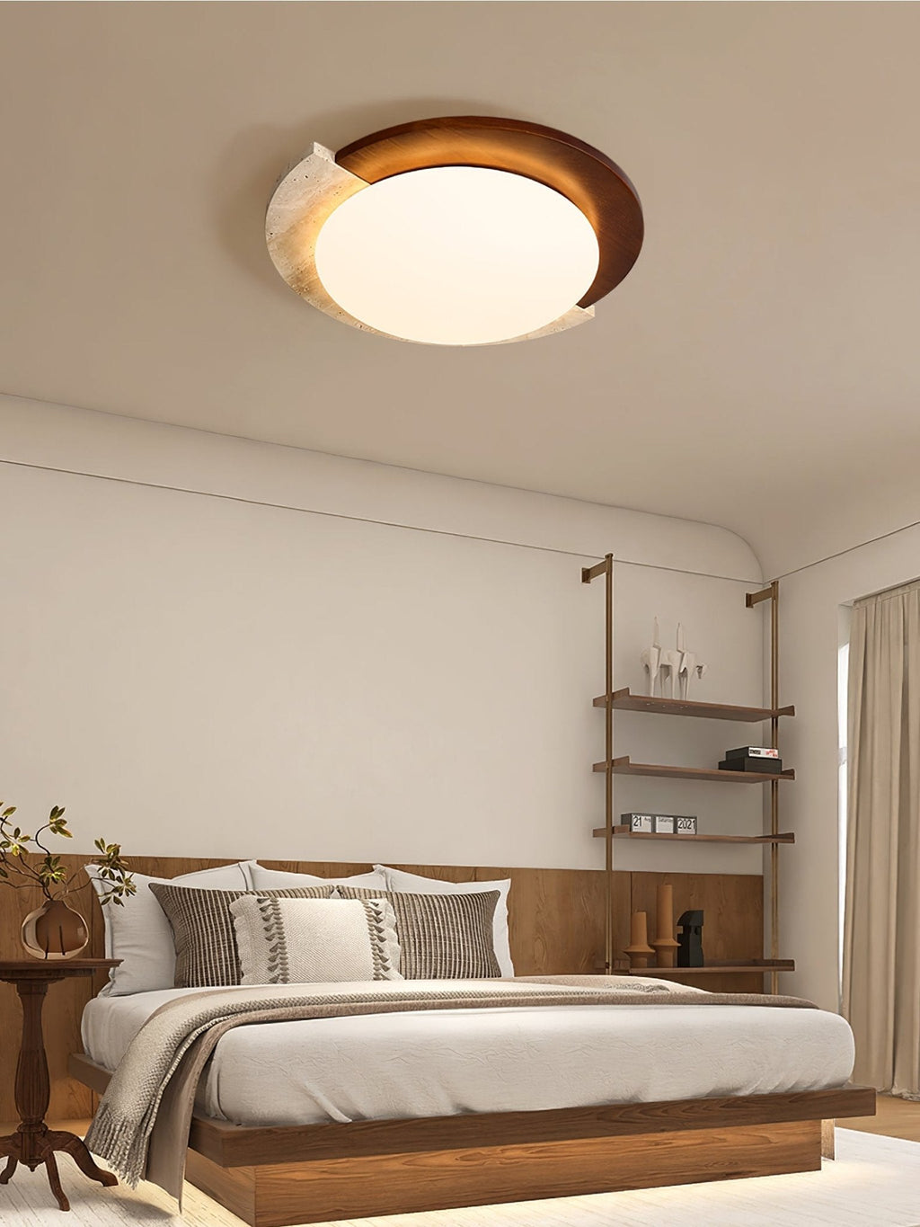 Ivnoran Arc-Edge Travertine Ceiling Light - Kingsley Beaumont