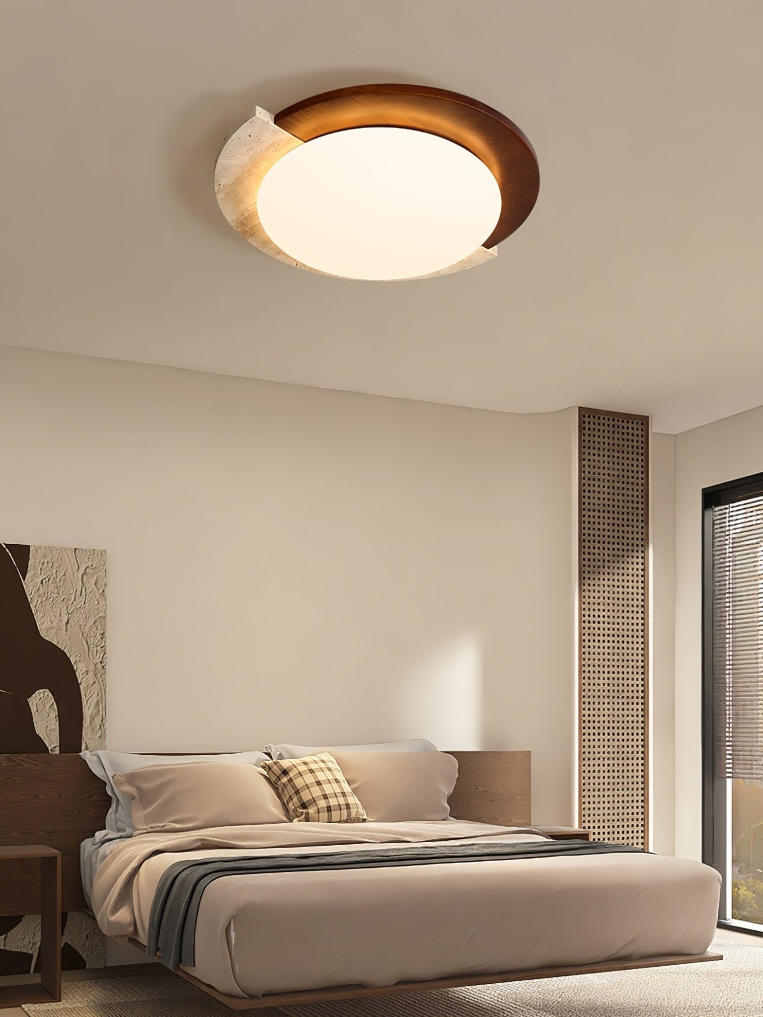 Ivnoran Arc-Edge Travertine Ceiling Light - Kingsley Beaumont