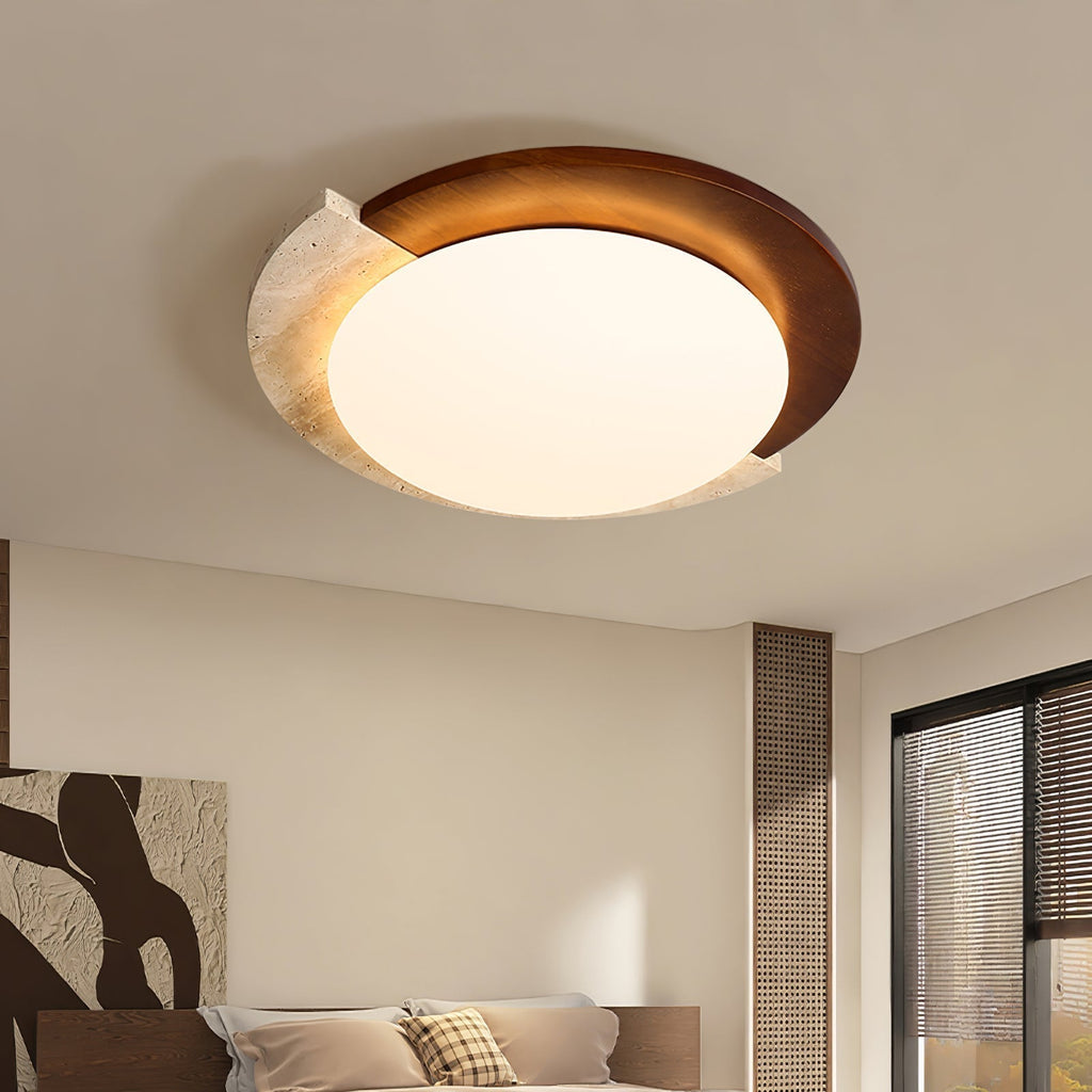 Ivnoran Arc-Edge Travertine Ceiling Light - Kingsley Beaumont