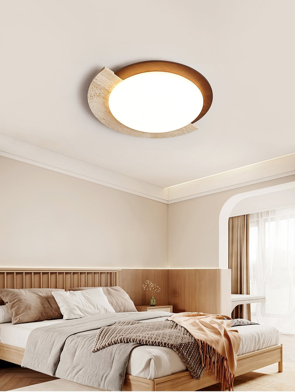 Ivnoran Arc-Rim Travertine Ceiling Light