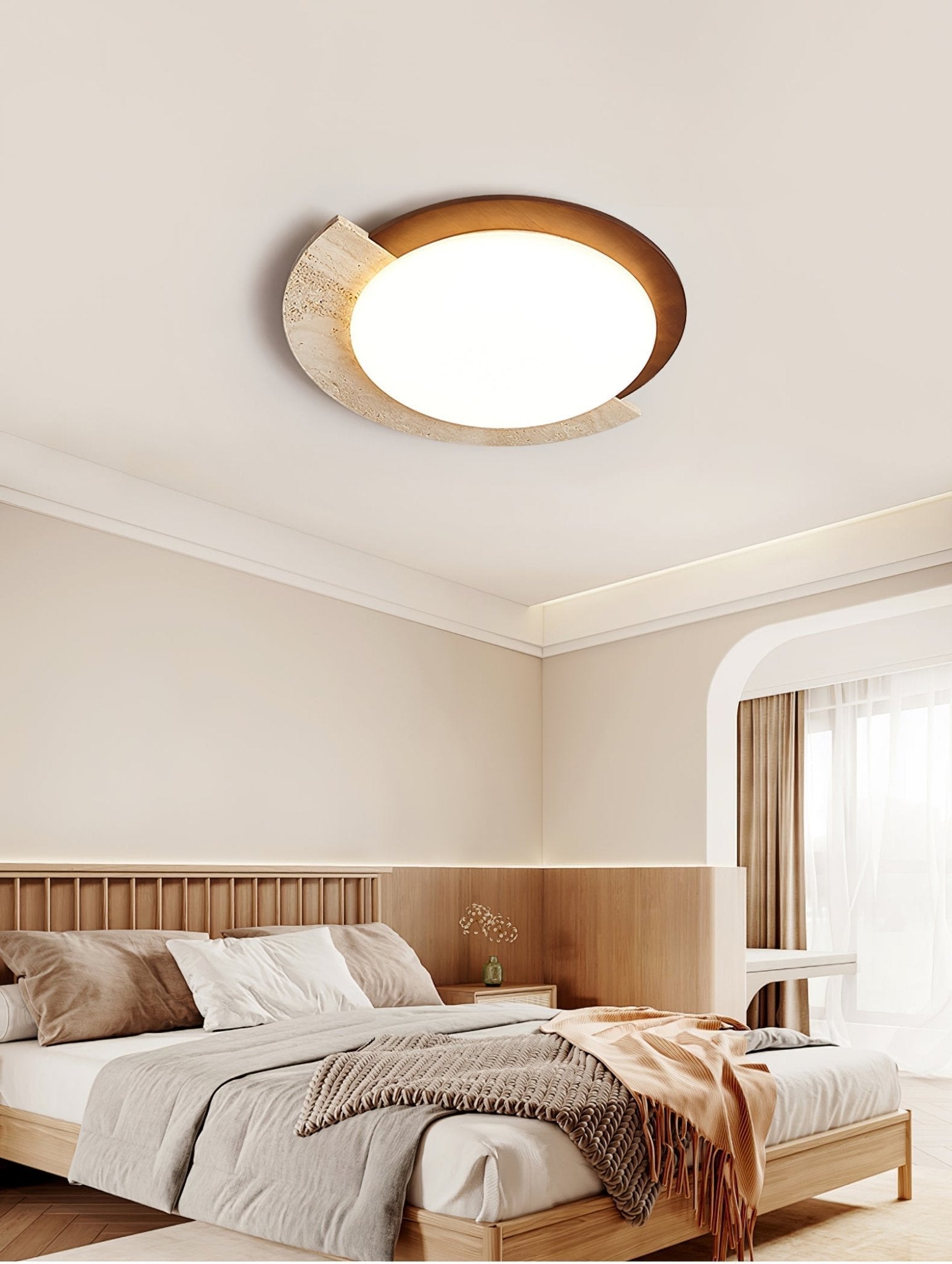 Ivnoran Arc-Rim Travertine Ceiling Light
