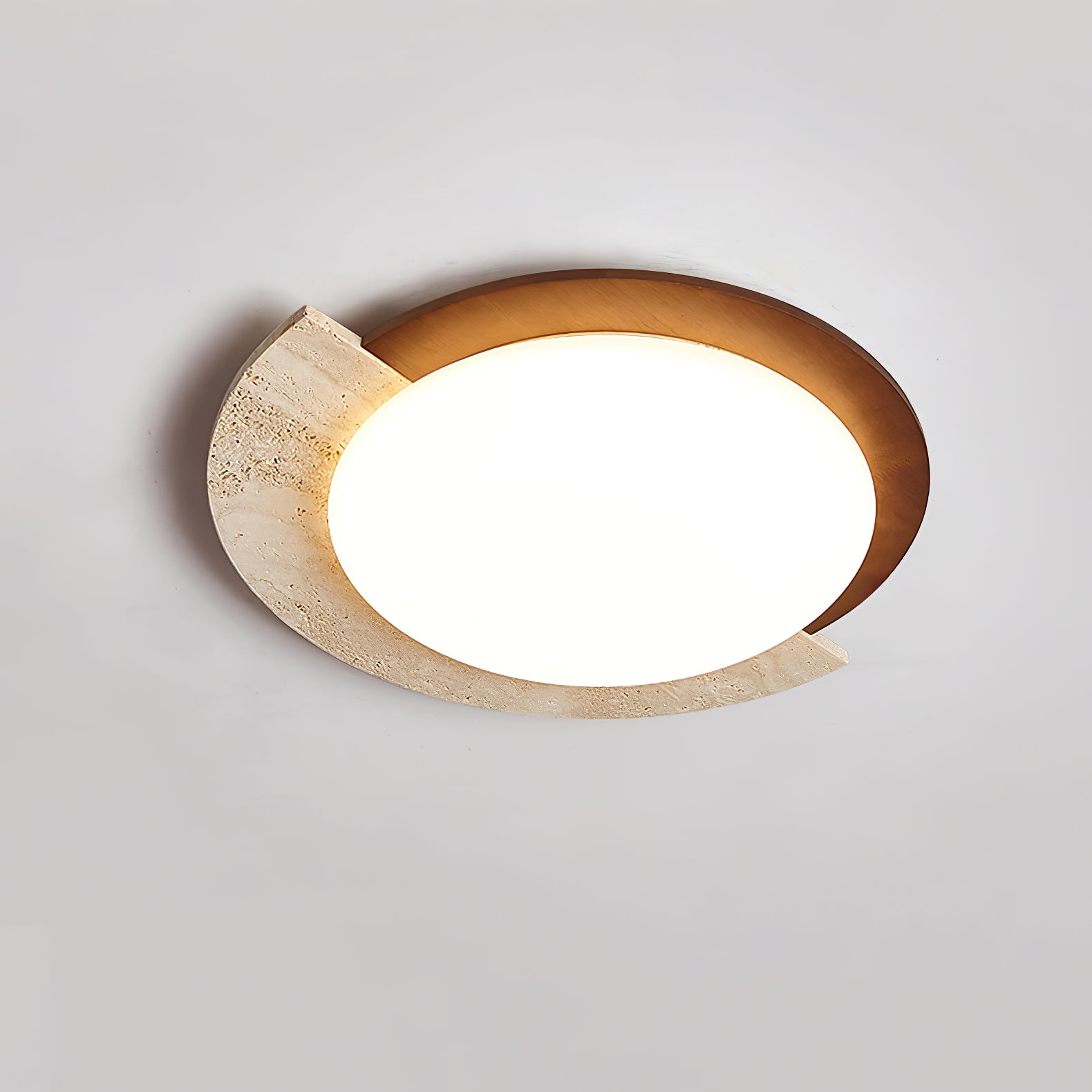 Ivnoran Arc-Edge Travertine Ceiling Light - Kingsley Beaumont