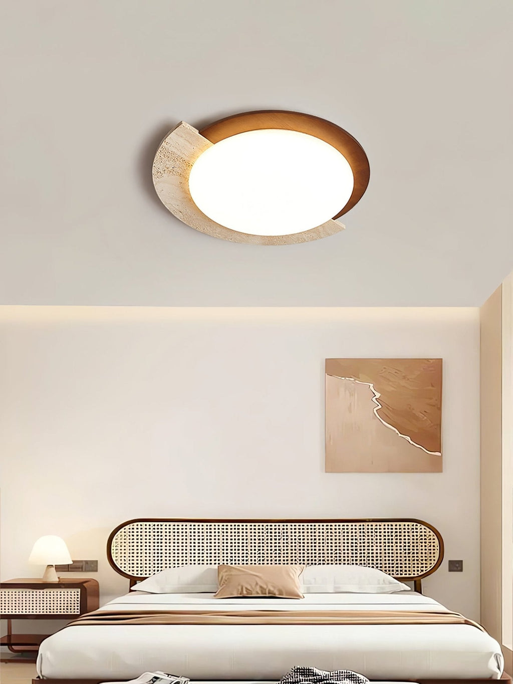 Ivnoran Arc-Rim Travertine Ceiling Light
