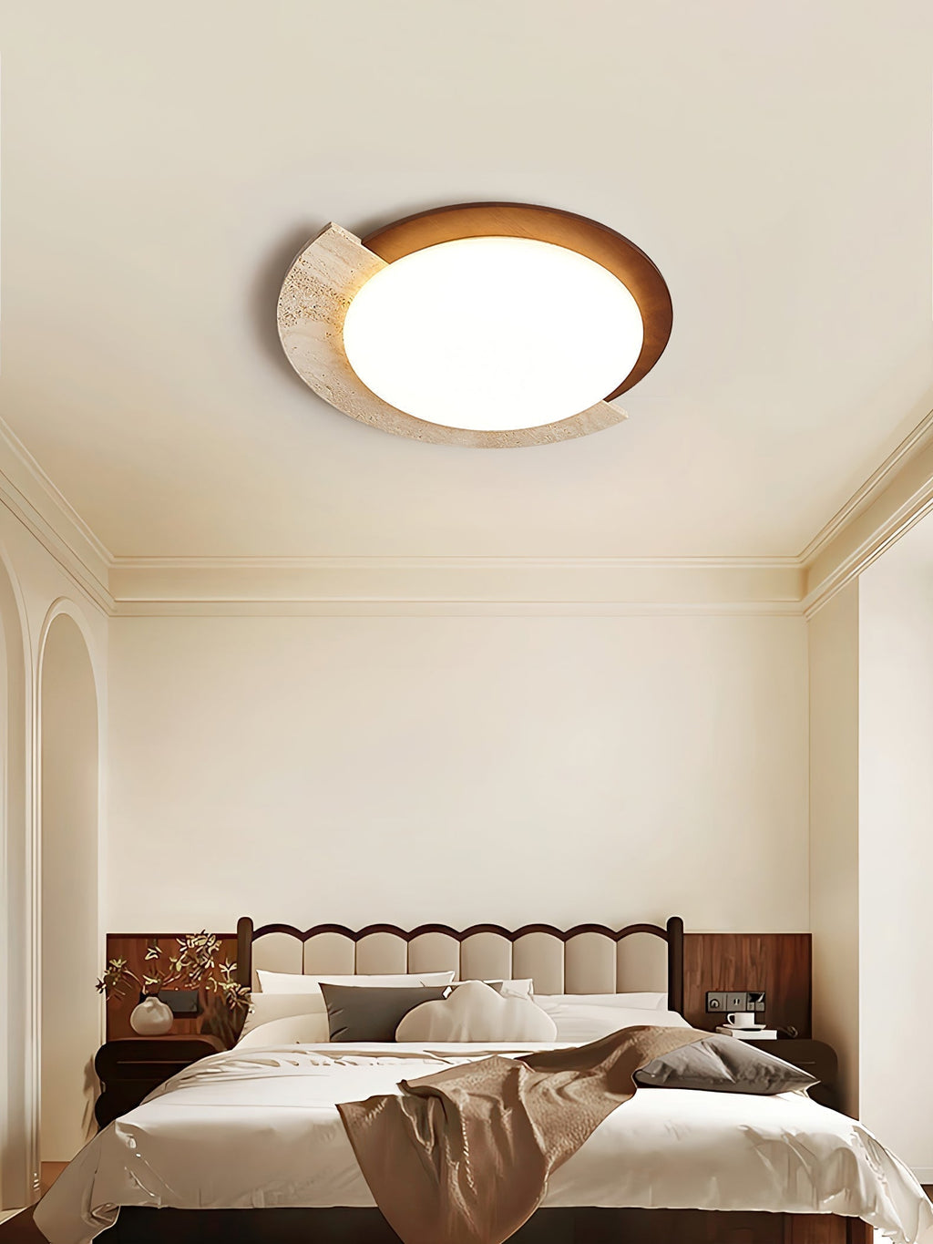 Ivnoran Arc-Edge Travertine Ceiling Light - Kingsley Beaumont