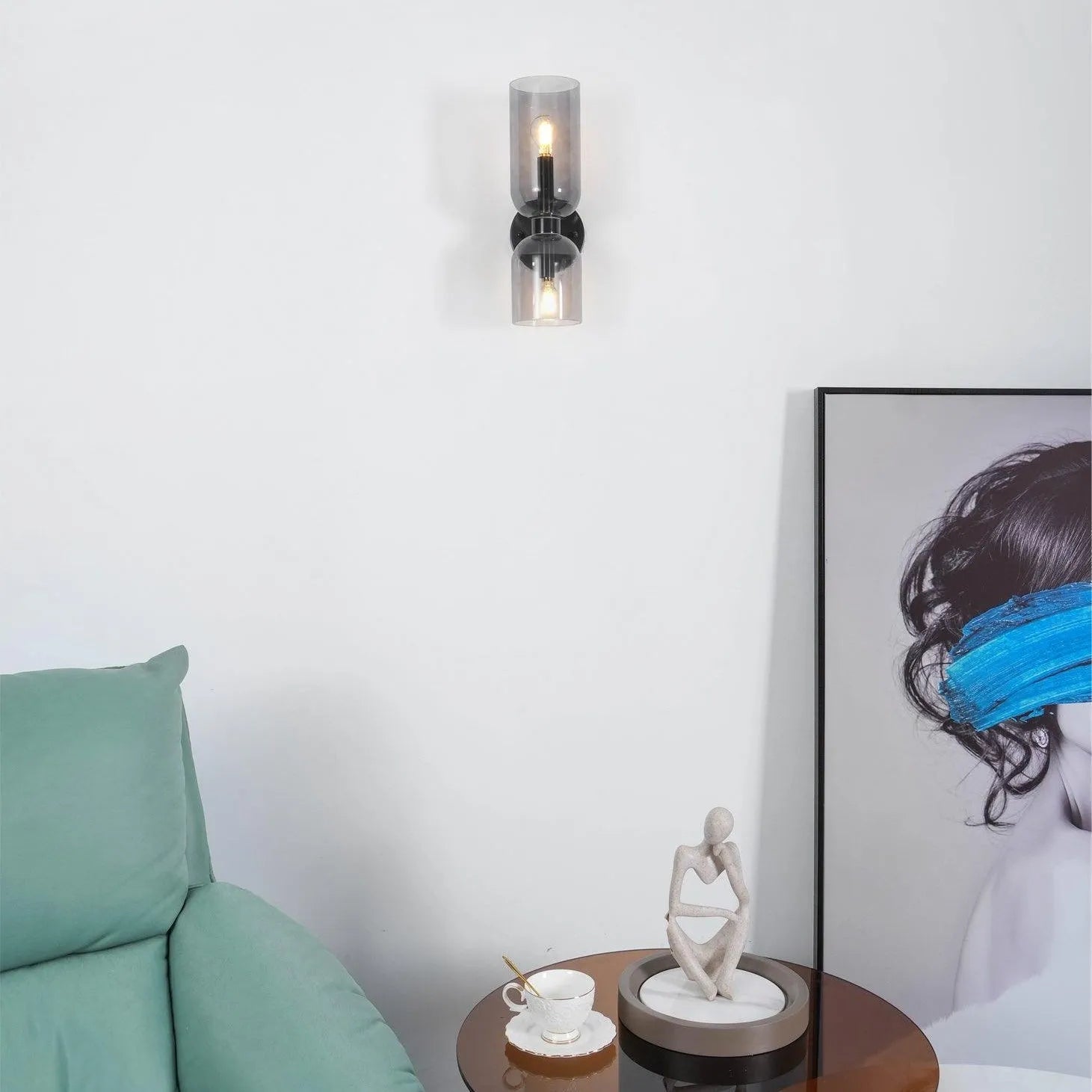 Arisha Wall Lamp Simple Double-head, White/Blue/Gray/Chrome, Bedroom