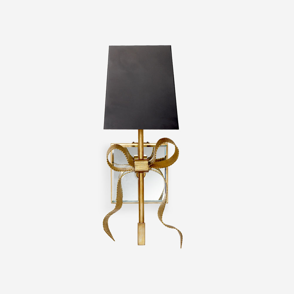 Ribelle Black Shade Wall Sconce with Gold Bow Accent