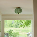 Elyra Green Glass Ceiling Lamp