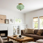Elyra Green Glass Ceiling Lamp