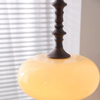 Pendant Lamp White Glass Shade Brown  Vintage