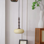 Pendant Lamp White Glass Shade Brown  Vintage