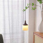 Pendant Lamp White Glass Shade Brown  Vintage