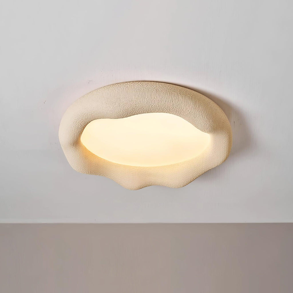 Ceiling Light Organic Resin and Fiberglass Fixture in Beige