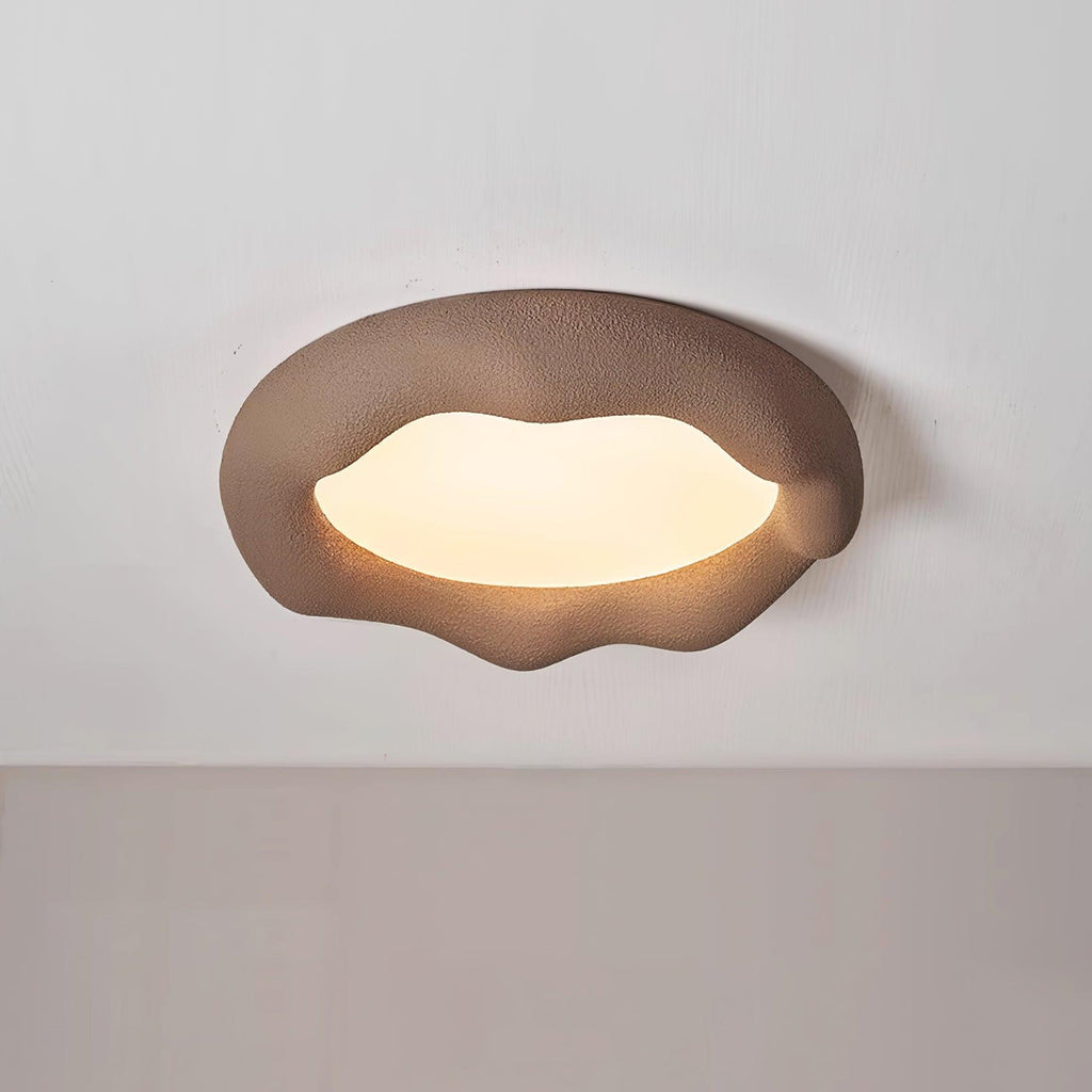Ceiling Light Organic Resin and Fiberglass Fixture in Beige