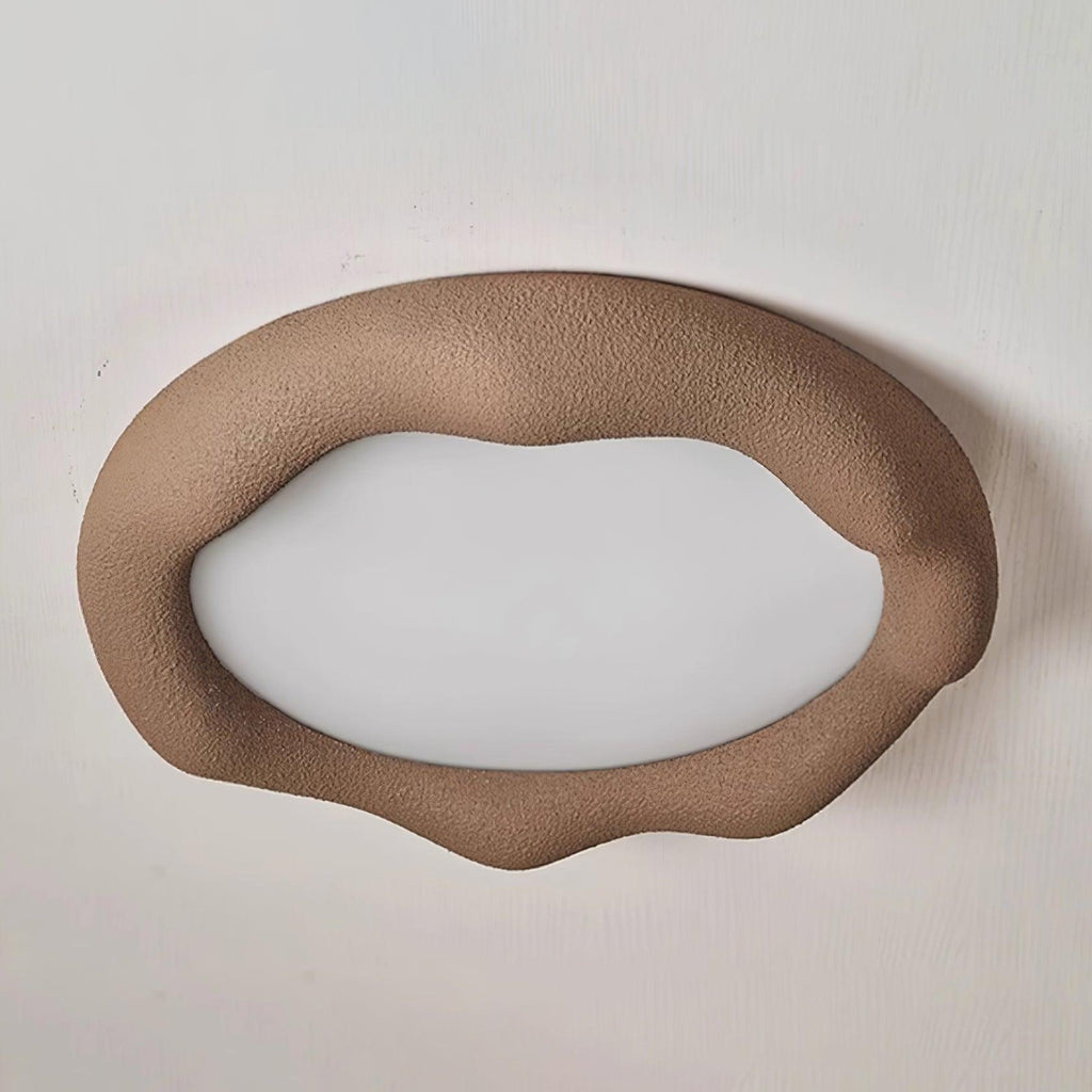 Ceiling Light Organic Resin and Fiberglass Fixture in Beige