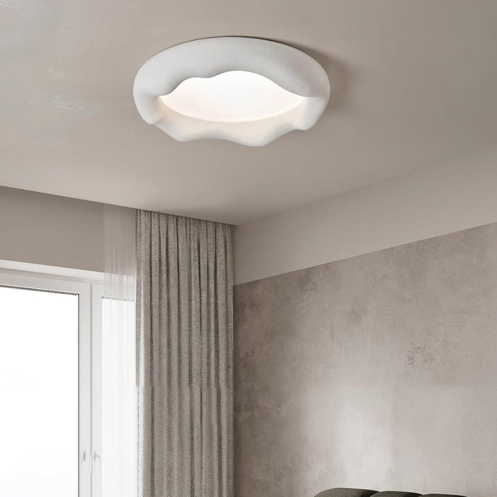 Ceiling Light Organic Resin and Fiberglass Fixture in Beige