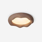 Ceiling Light Organic Resin and Fiberglass Fixture in Beige