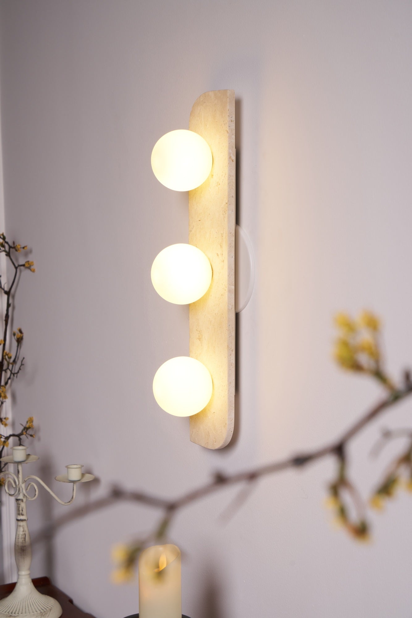 Alsilis Wall Light Minimalist in Travertine - Kingsley Beaumont