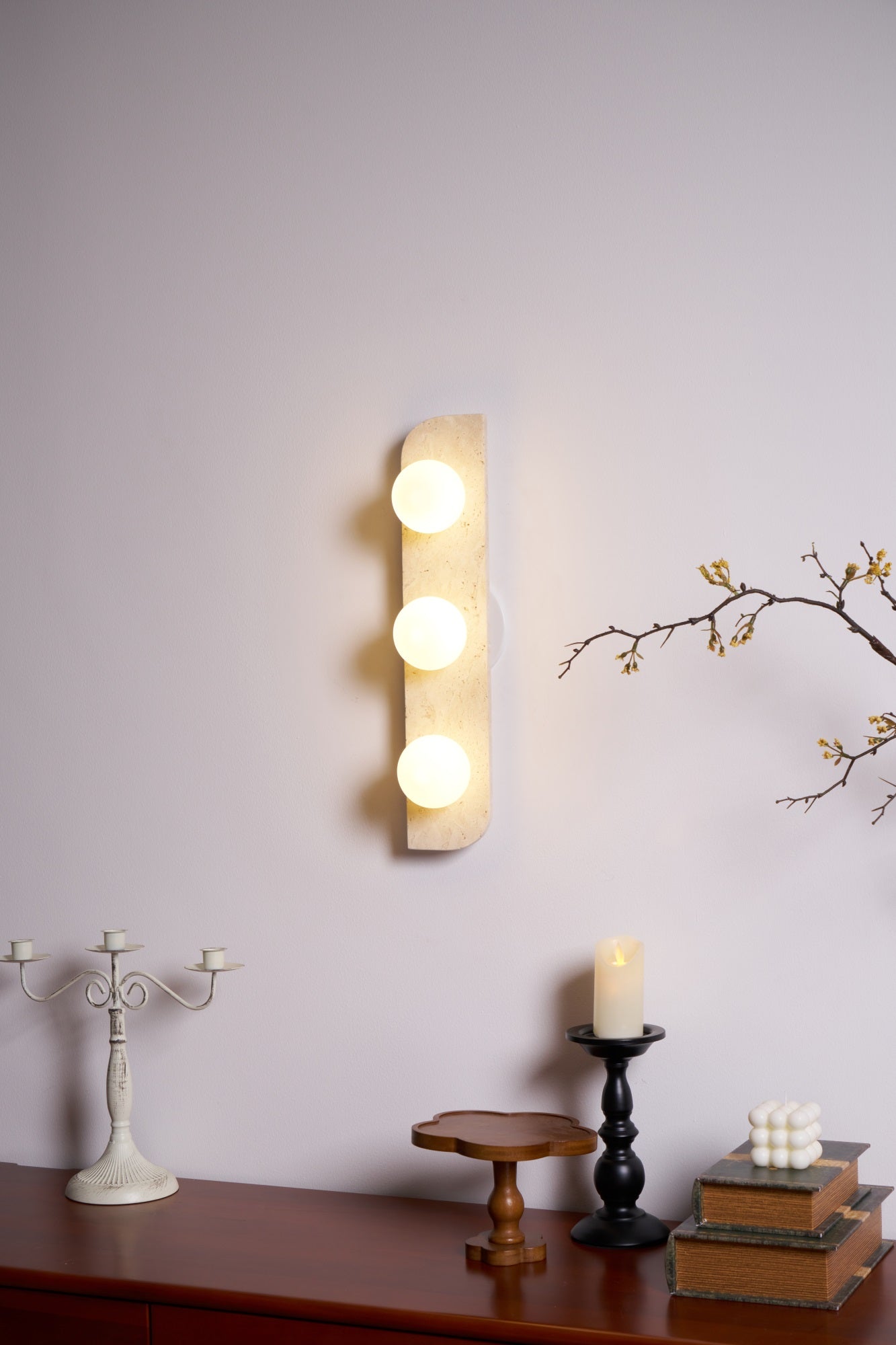 Alsilis Wall Light Minimalist in Travertine - Kingsley Beaumont