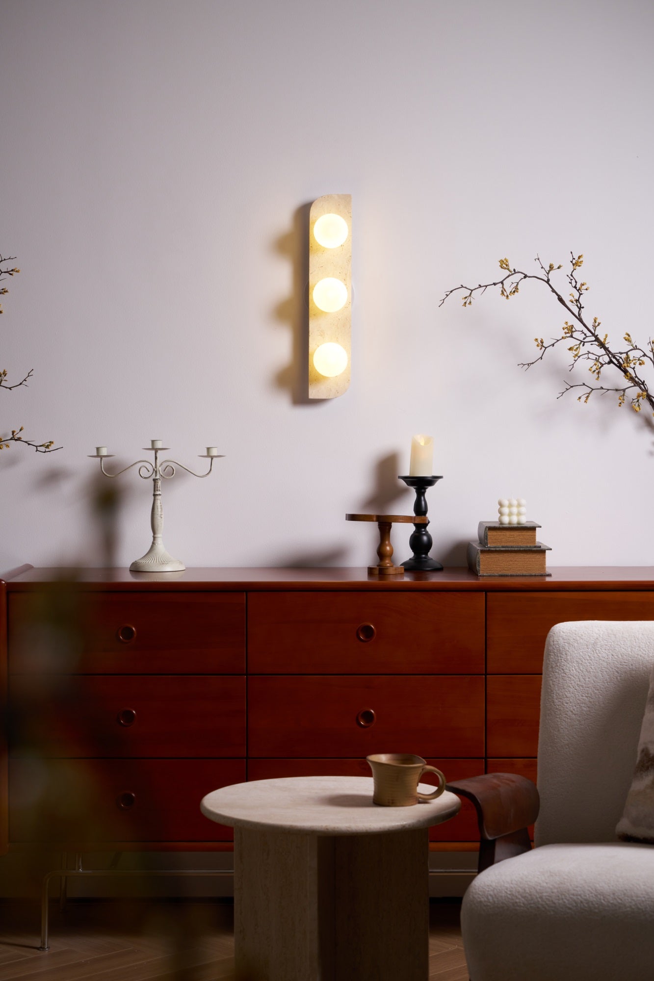 Alsilis Wall Light Minimalist in Travertine - Kingsley Beaumont