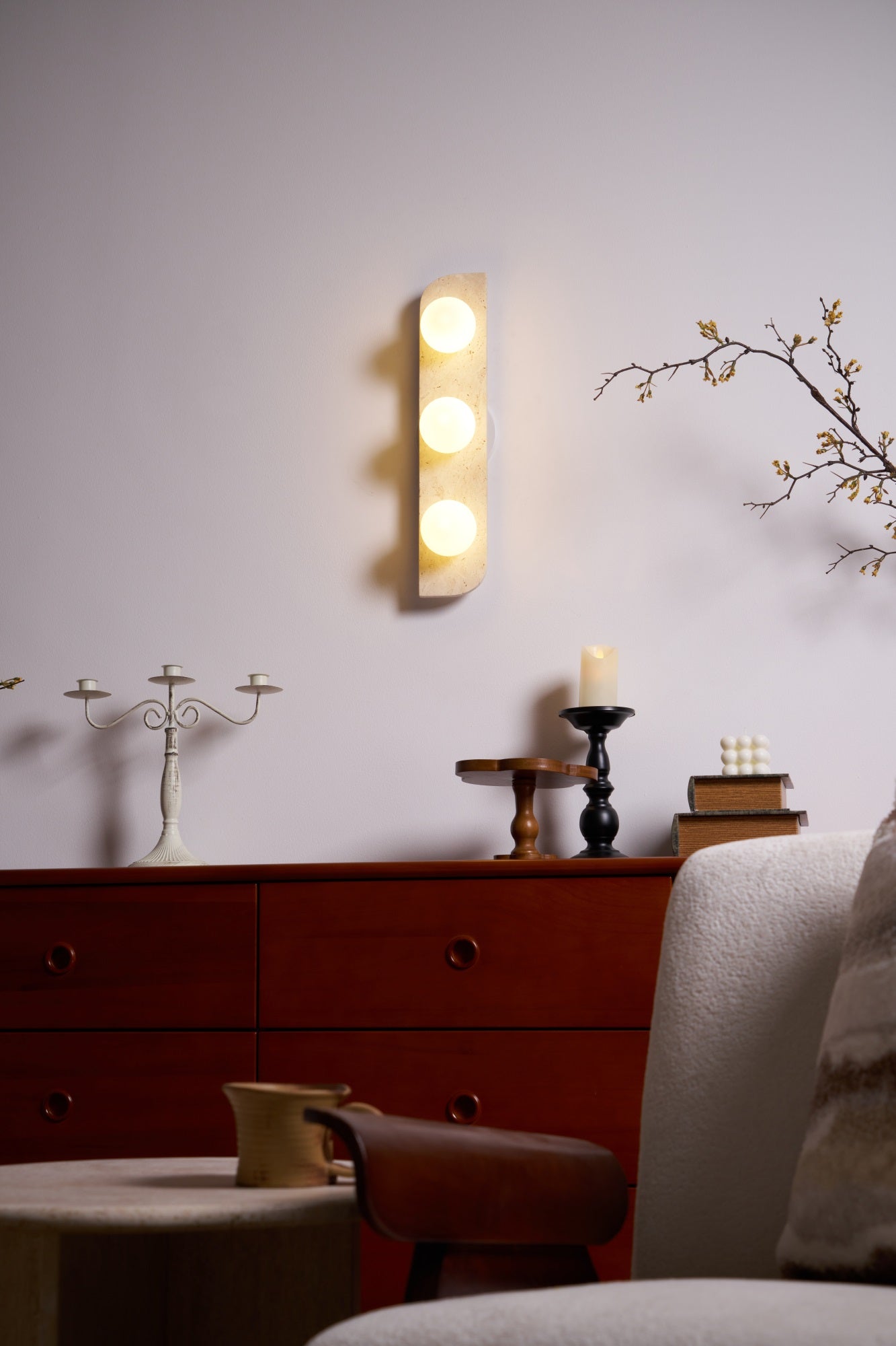 Alsilis Wall Light Minimalist in Travertine - Kingsley Beaumont
