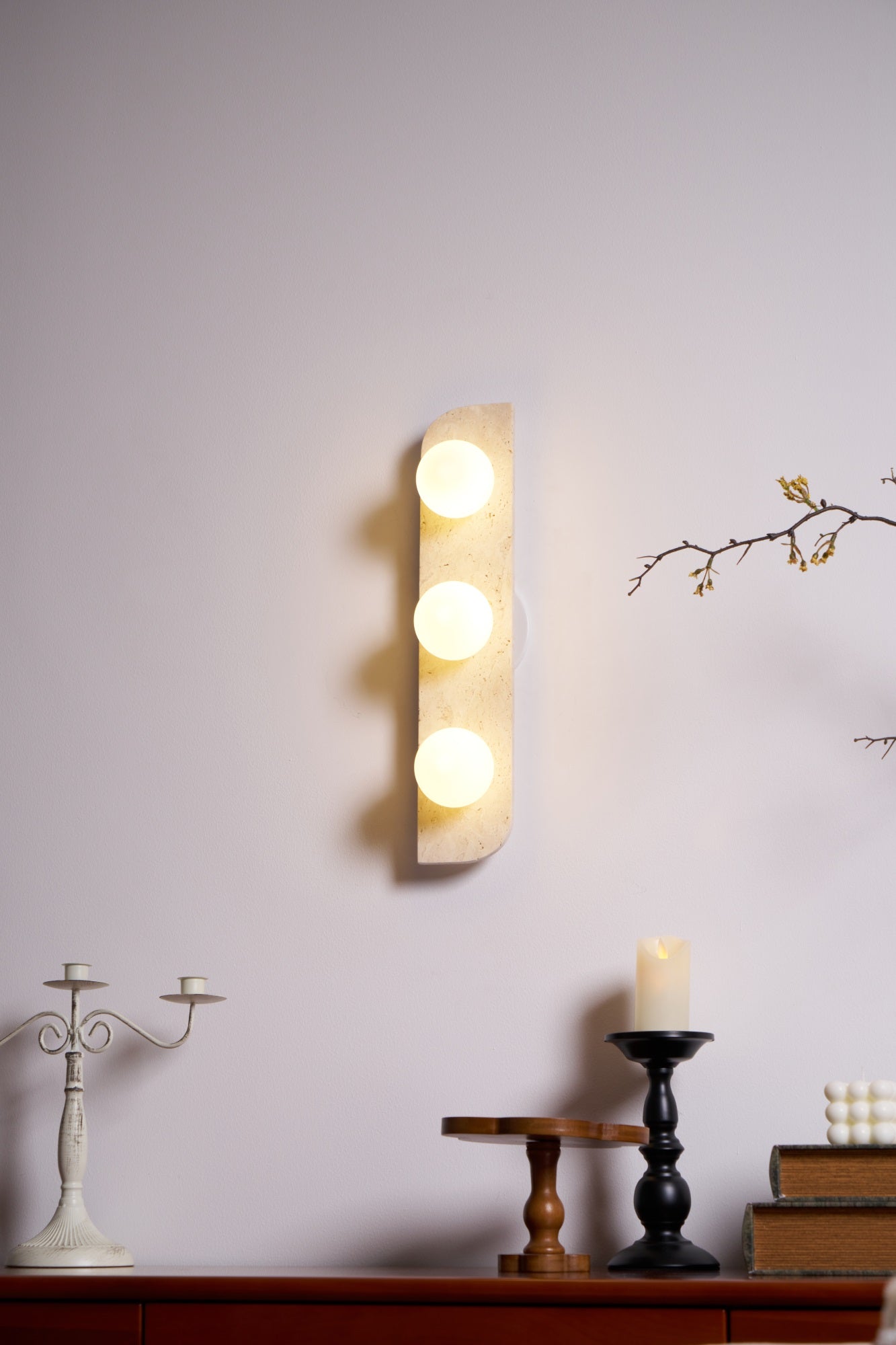 Alsilis Wall Light Minimalist in Travertine - Kingsley Beaumont