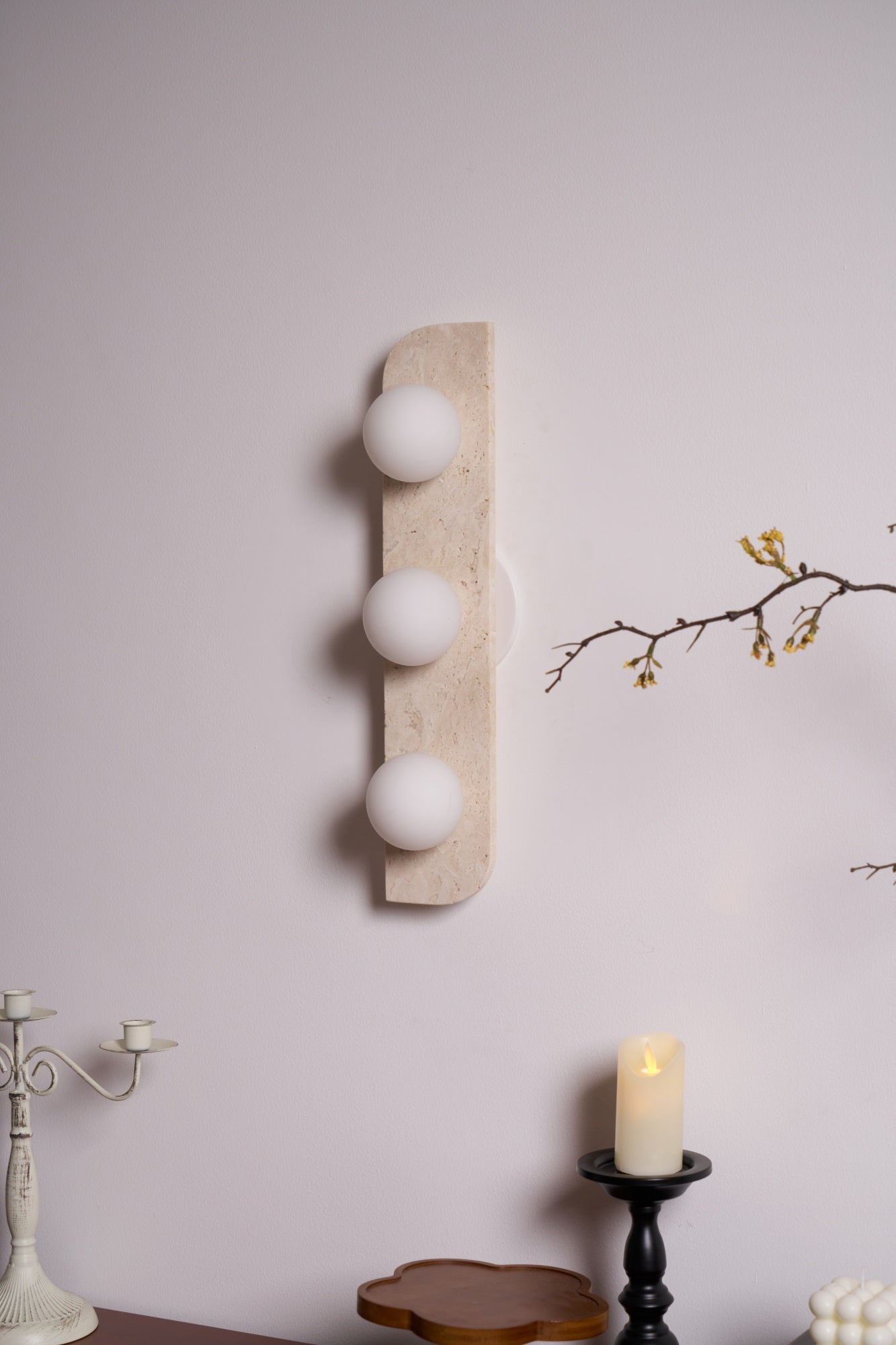 Alsilis Wall Light Minimalist in Travertine - Kingsley Beaumont